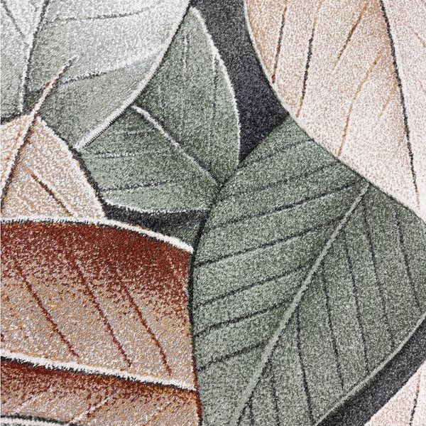 Carpetia Teppich Wohnzimmerteppich im natürlichen Look mit Blätterdesign in grün, rechteckig
