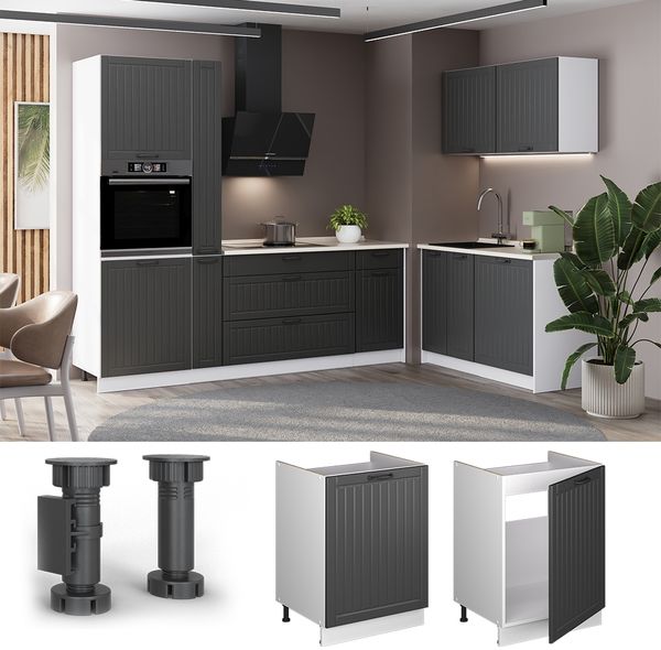 Spülenunterschrank Fame-Line Dunkelgrau/Weiß 60 cm Vicco Bild 4