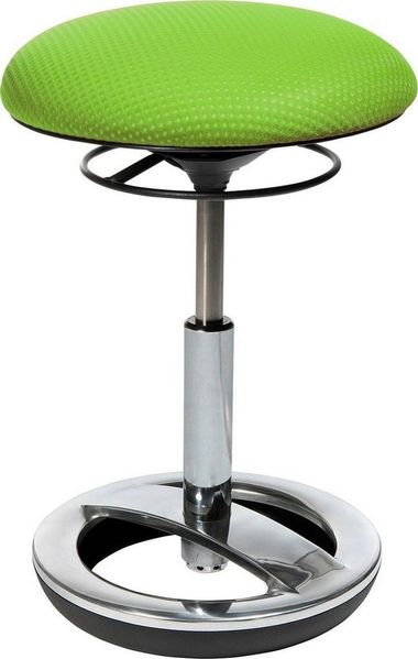 Topstar SU49BR5 Sitness Bob, ergonomischer Sitzhocker, Arbeitshocker, Bürohocker mit Schwingeffekt, Sitzhöhenverstellung, Standfußring Alu, poliert, Stoffbezug, grün