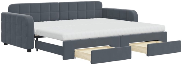 vidaXL Tagesbett Ausziehbar mit Schubladen Dunkelgrau 90x200 cm Samt 3197002