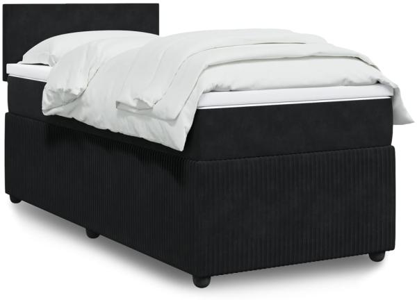 vidaXL Boxspringbett mit Matratze Schwarz 90x190 cm Samt 3289910