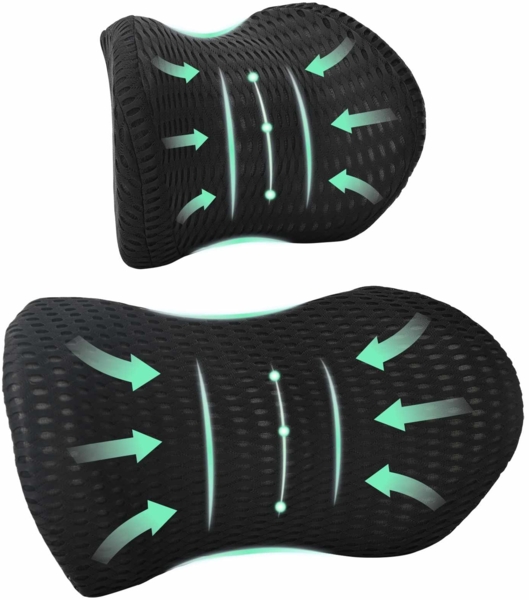 vidaXL Kopfkissen mit Kissen Verstellbar 2 pcs Schwarz 4D Mesh 42012714