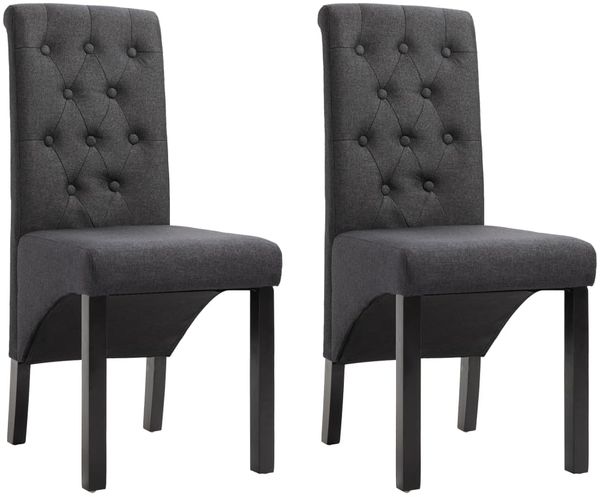 vidaXL Esszimmerstühle 2 Stk. Dunkelgrau Stoff 248986