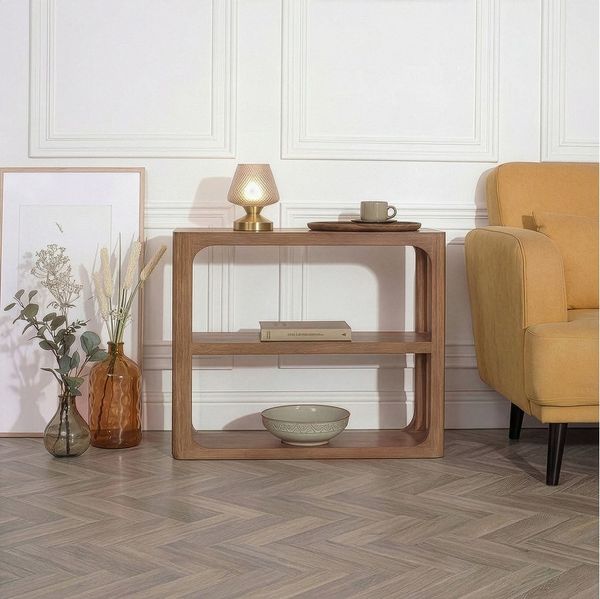 riess-ambiente Konsolentisch ELEMENTS 90cm braun - Mangoholz, Massiv, Stauraum, honey finish, weich (Einzelartikel, 1-St), Regal im Scandi-Retro-Mix - ideal für Wohn- & Schlafzimmer oder Lofts