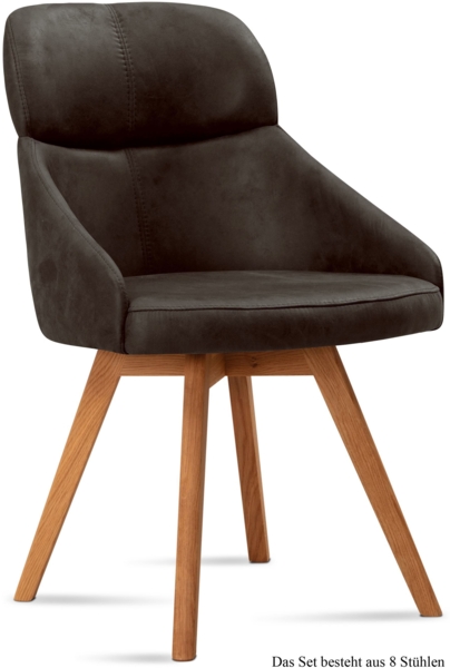 Esszimmerstuhl (8er-Set) Donna 52 x 82 x 63 Eiche geölt/Espresso