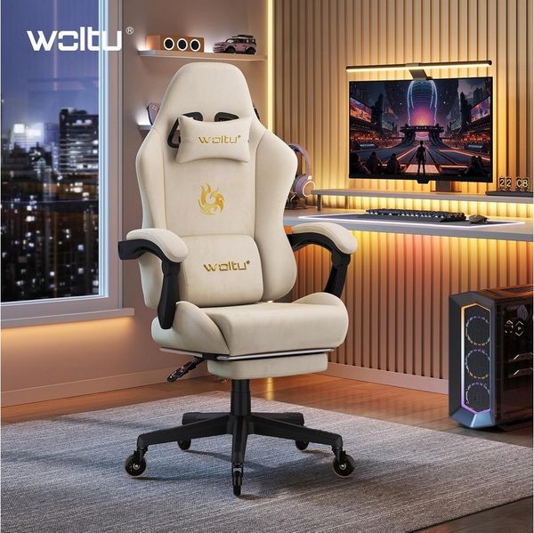 Woltu Gaming-Stuhl (1 St), Ergonomisch, mit leise Rollen, mit Verstellbarer Rückenlehne