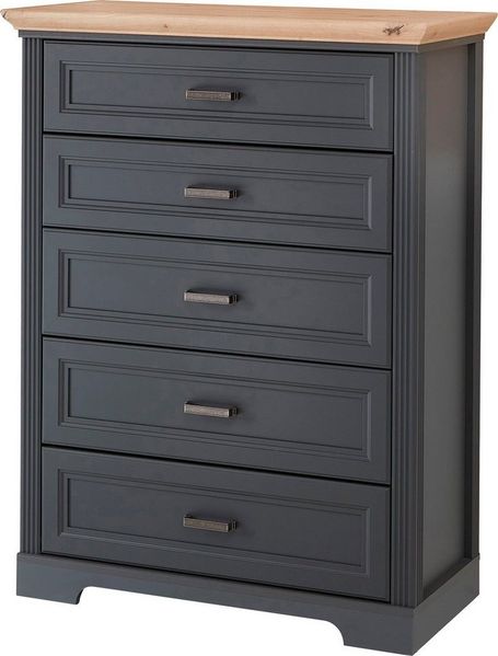 Stella Trading JASMIN Schubladenkommode in Graphit, Artisan Eiche Optik - Kommode im Landhausstil mit Schubladen und viel Stauraum - 93 x 121 x 41 cm (B/H/T) Bild 2