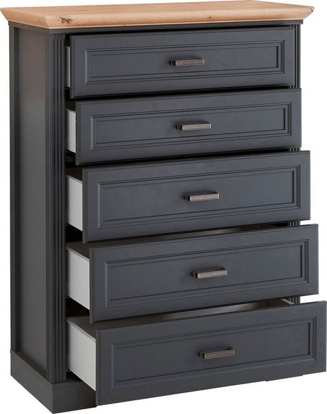Stella Trading JASMIN Schubladenkommode in Graphit, Artisan Eiche Optik - Kommode im Landhausstil mit Schubladen und viel Stauraum - 93 x 121 x 41 cm (B/H/T) Bild 3