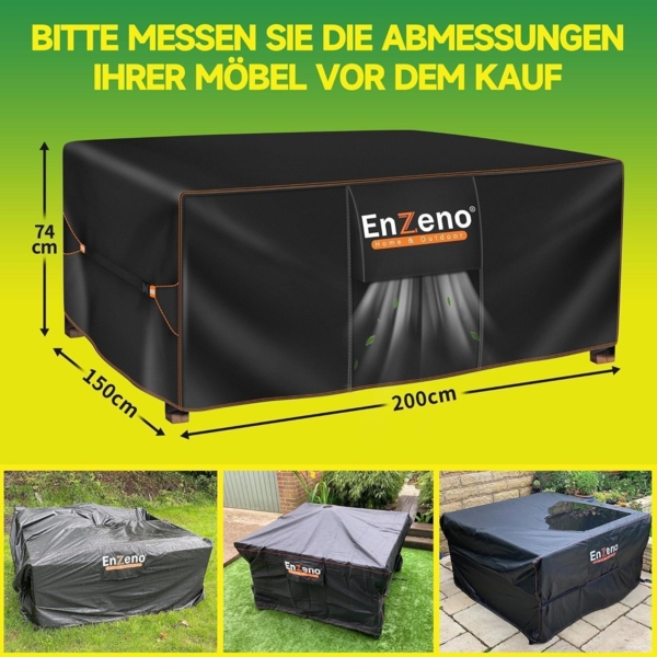 Enzeno Gartenmöbel Abdeckung 420D Oxford Wasserdicht 200x150x74cm Bild 7