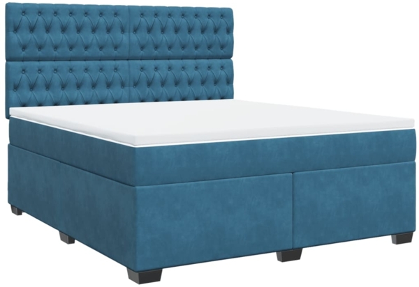 vidaXL Boxspringbett mit Matratze Blau 180x200 cm Samt 3290988