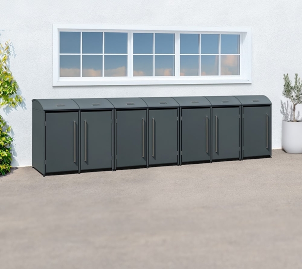 Westmann Metall Mülltonnenbox Moderna 7 | 7x240 L | Anthrazit | 83x489x135 cm