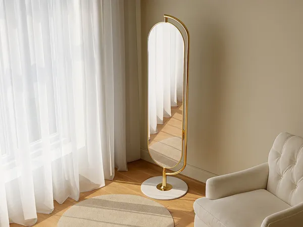 Vente-unique - TOMONO Spiegel Metall Gold - B 45 cm x H 172 cm x L 45 cm
