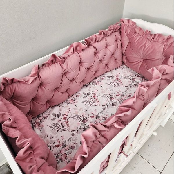 Baby Fancyroom Bettnestchen Samt Bettumrandung Nestchen Volant Kantenschutz Babybett Gitterbett, (weicher Samtstoff, hochwertig, Bettwäsche oder Bettumrandung), Mit Liebe handgefertigt, Premium Samt, Babynestchen, Babynest