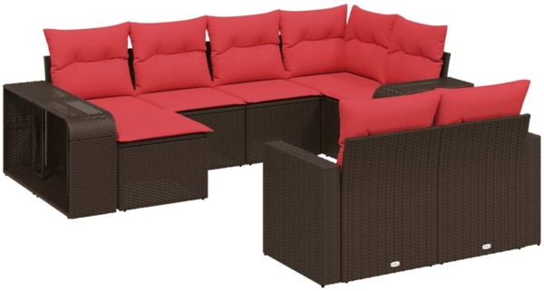 vidaXL 10-teiliges Gartensofa-Set mit Kissen, braun, Polyrattan 3228904