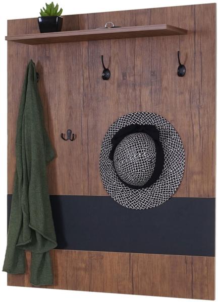 Wandgarderobe HWC-A27, Garderobe Garderobenpaneel, 5 Haken 100x80cm 3D-Struktur, Wildeiche-Optik