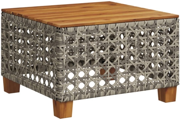 vidaXL Gartentisch Grau 55x55x36 cm Poly Rattan Akazienholz 365930