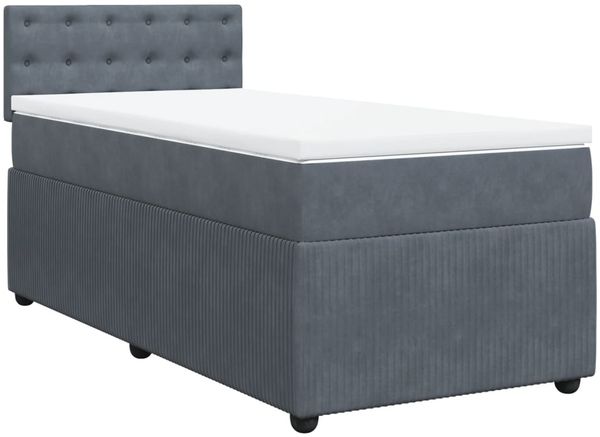 vidaXL Boxspringbett mit Matratze Dunkelgrau 90x190 cm Samt 3289915 Bild 3