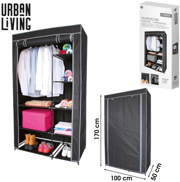Urban Living Falt-Kleiderschrank Garderobe 100x50x170cm La Penderie 200202