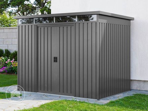 GFP Primeyard Gerätehaus Metall Gartenhaus 220 x 160 x 200 cm Geräteschuppen Schiebetür grau