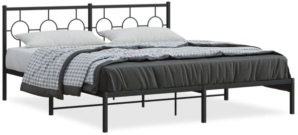 Doppelbett, Bettgestell Modernen mit Kopfteil Metall Schwarz 180x200 cm d576e