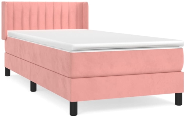 vidaXL Boxspringbett mit Matratze Rosa 100x200 cm Samt 3131068
