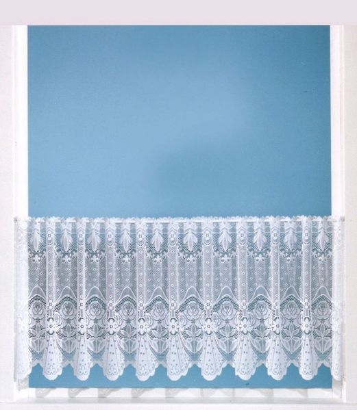 Weckbrodt Scheibengardine Naila (1 St), Stangendurchzug, halbtransparent, Jacquard, Bistro, Muschelbogen, Schwalbenschwanz, HxB 52x195cm, Gardine, Store