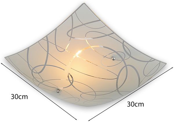 Eckige Deckenleuchte SPIRELLI Glas mit modernem Dekor, Quadrat 30cm Bild 4
