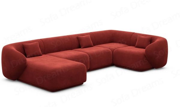 Wohnlandschaft Marbella U-Form - Samtstoff - Rot - Links