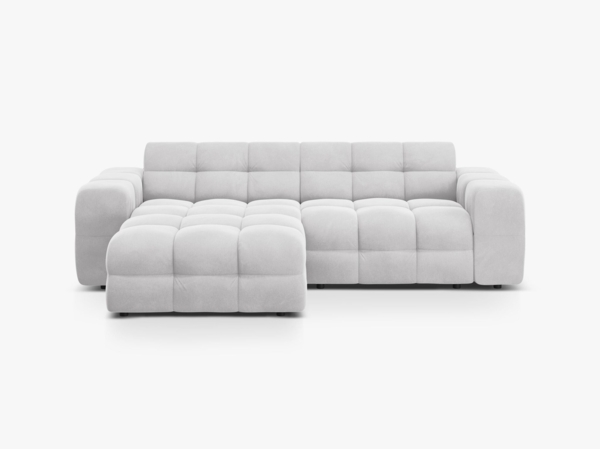 Micadoni Ecksofa Kendal 4-Sitzer Links Samt Magic Velvet Hellgrau