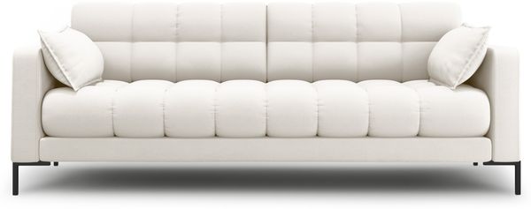 Micadoni Sofa Mamaia 3-Sitzer Strukturierter Stoff Neve Helles Beige schwarze Beine