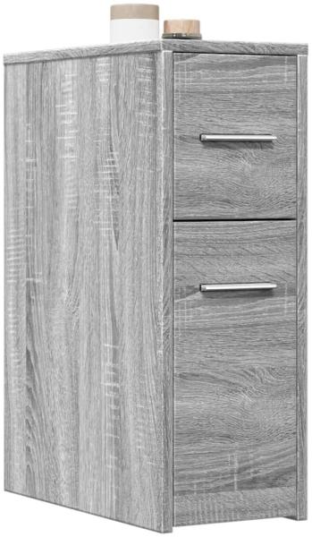 Badschrank Schmal Mit Rollen, Holzwerkstoff Grau Sonoma, 22 x 44 x 61,5 cm