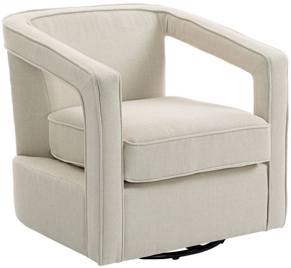 HOMCOM Sessel 360°-Drehung (Relaxsessel, 1-St, Gepolsterter Armlehnstuhl), für Wohnzimmer, Schlafzimmer, Beige