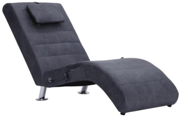 vidaXL Massage Chaiselongue mit Kissen Grau Wildleder-Optik [281290]