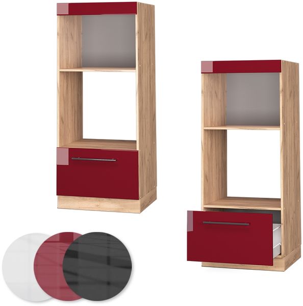 Mikrowellenschrank Fame-Line Bordeaux Hochglanz 60 cm offen Vicco Bild 5