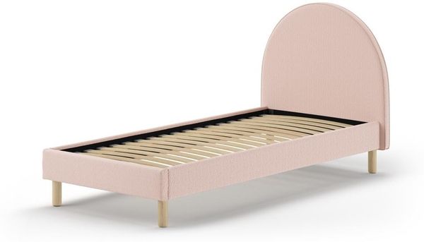 Vipack MOON Polsterbett, inkl. Lattenrost, Boucle Stoff Rosa, 90x200 cm