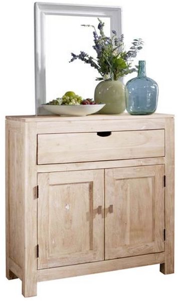 Kommode Akazie 90x40x95 white stone getüncht NATURE WHITE #81