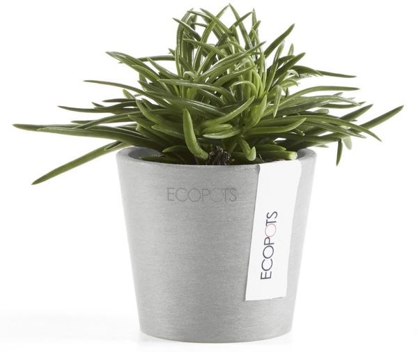 Ecopots Übertopf Amsterdam Kunststoff weißgrau Ø 8 x 7 cm