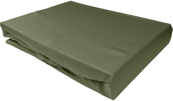 Bettwaesche-mit-Stil Mako-Satin Spannbettlaken dunkelgrün 90x200cm Höhe 5-10cm