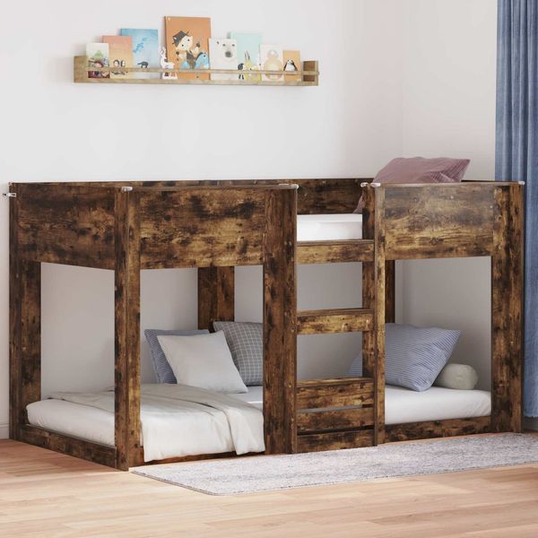 vidaXL Etagenbett für Kinder Geräucherte Eiche 75 x 190 cm 3410391