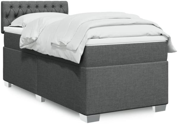 vidaXL Boxspringbett mit Matratze Dunkelgrau 90x190 cm Stoff 3288051