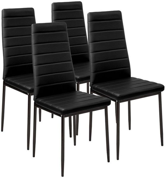 tectake Esszimmerstuhl Set Esszimmerstuhl (4er Set, 4 St), gepolstert mit Kunstlederbezug