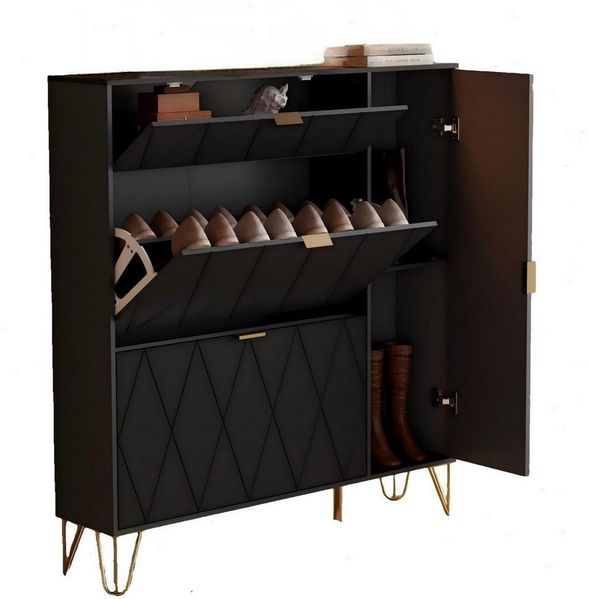 UEV Schuhschrank mit 4 Klappen schmal Schuhkipper Schuhregal (Packung, 105x24x120cm) verstellbare und herausnehmbare Trennwände für verschiedene Schuhtypen