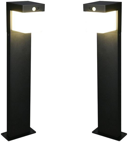 2er SET Pollerleuchten mit Solar und Strom, Hybrid mit Bewegungsmelder H: 50cm Bild 2
