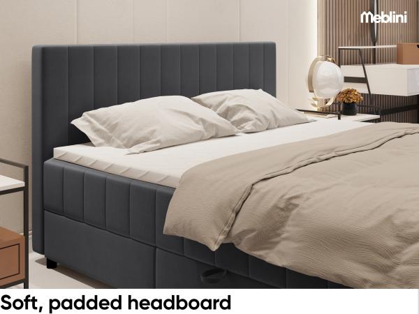 MEBLINI Boxspringbett PIAF 160x200 cm mit Bettkasten - H3P/Dunkelgrau Samt Polsterbett - Doppelbett mit Topper & Taschenfederkern-Matratze Bild 5