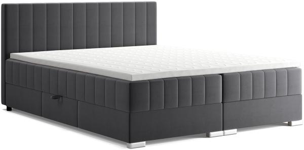 MEBLINI Boxspringbett PIAF 160x200 cm mit Bettkasten - H3P/Dunkelgrau Samt Polsterbett - Doppelbett mit Topper & Taschenfederkern-Matratze Bild 2