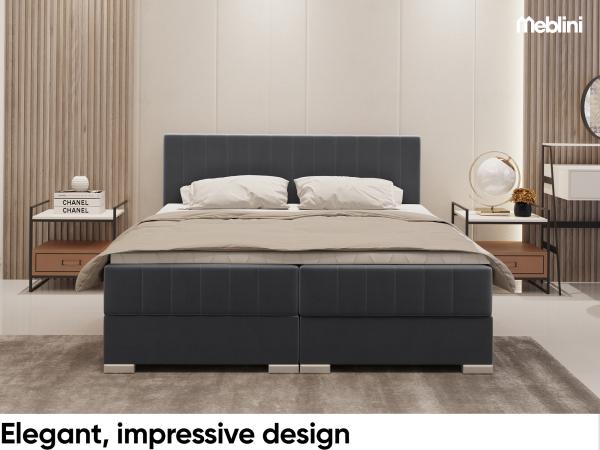 MEBLINI Boxspringbett PIAF 160x200 cm mit Bettkasten - H3P/Dunkelgrau Samt Polsterbett - Doppelbett mit Topper & Taschenfederkern-Matratze Bild 3
