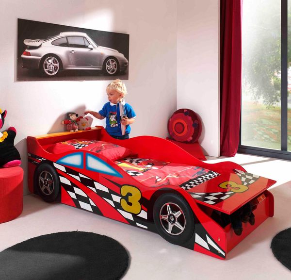 Vipack 'Race Car' Autobett, Holz rot, 70x140 cm