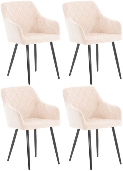 CLP 4er Set Esszimmerstuhl Shila Gesteppt,beige Samt