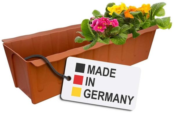 BURI Euro-Paletten Blumenkasten | 37,3cm Terrakotta | Pflanzkasten für Europalette Palette | Balkonkasten | Blumentopf | aus stabilen Kunststoff | Made in Germany