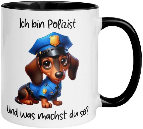 Momentals Tasse Dackel – „Ich bin Polizist“ – lustiger Polizei Geschenk Becher, Gratis Versand · Links-&Rechtshänder · Spülmaschinenfest